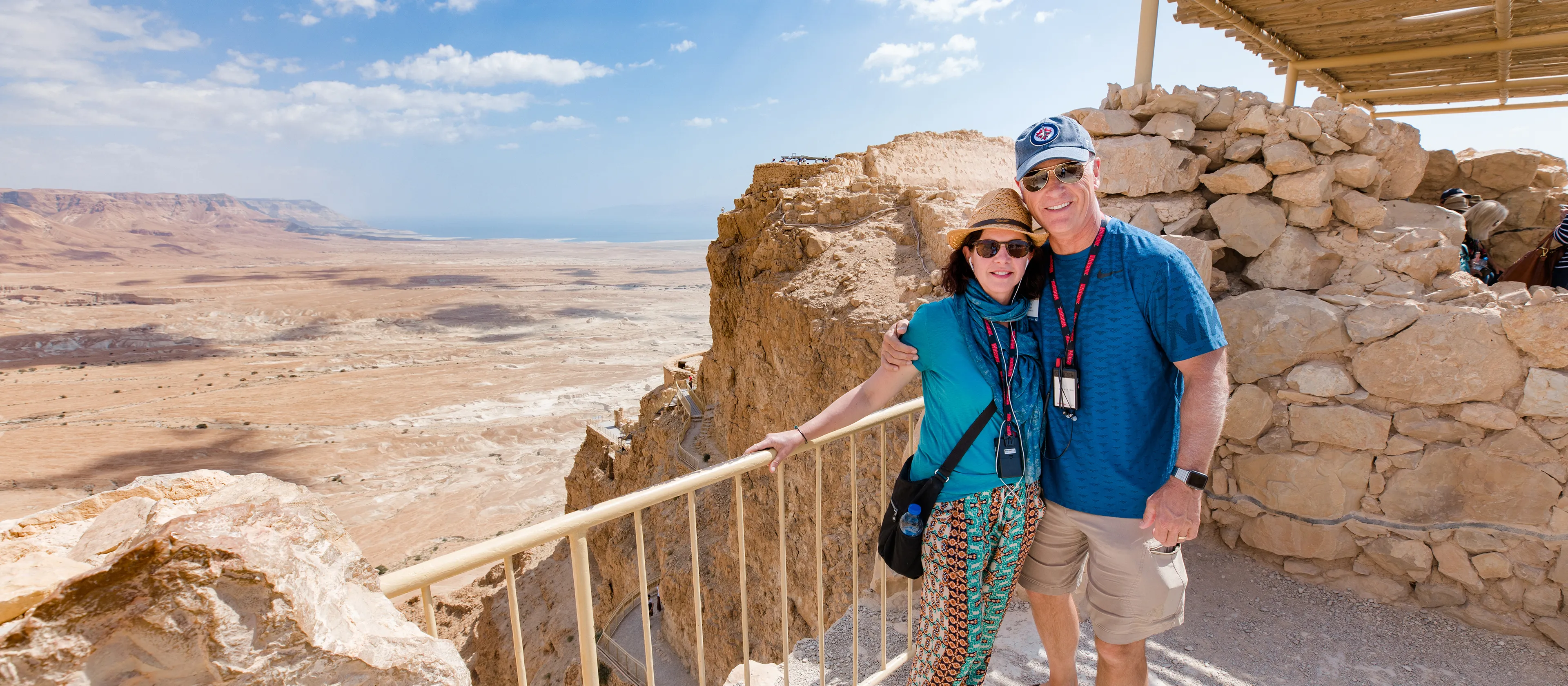 A couple standing together overlooking Israel