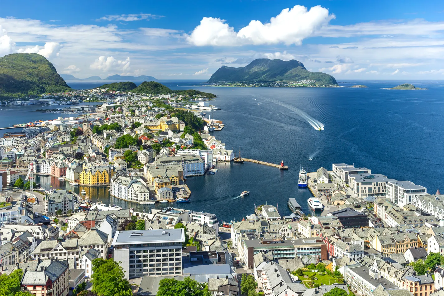 Overview of a city along the coast