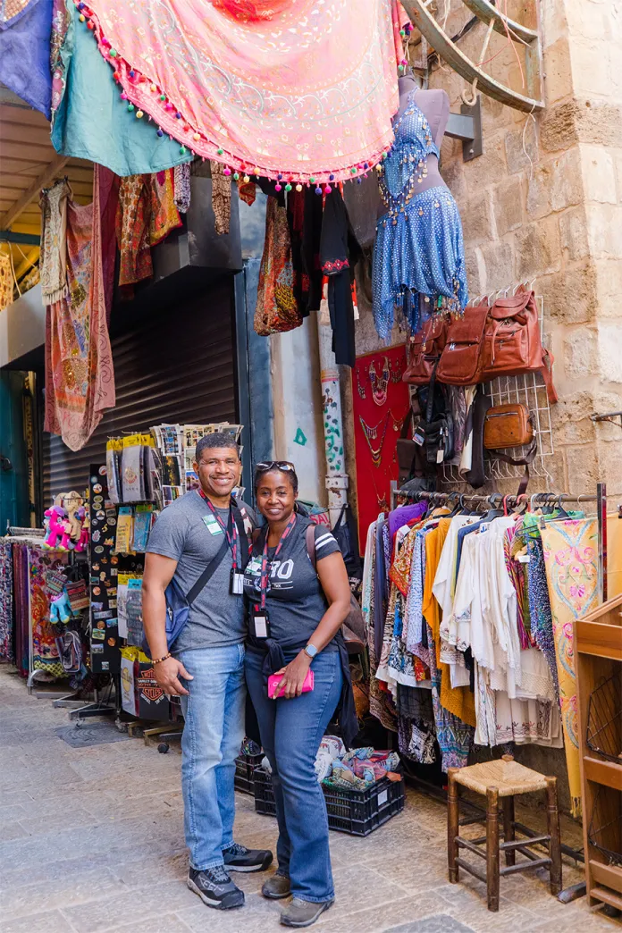 A couple standing together in Old City Jerusalem