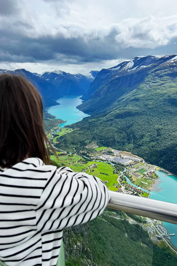 Woman looking out over Nordfjord